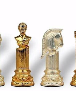 Jeu d'Echecs en Métal Plaqué Or et Argent "Colonne Romaine"