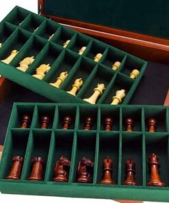 Mallette de Rangement en Bois Jeu d'Echecs en Bois (Hauteur de Roi =10 cm; Diamètre base de Roi max = 4,2 cm)