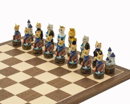 Jeu d'Echecs en Résine "Chiens vs Chats"