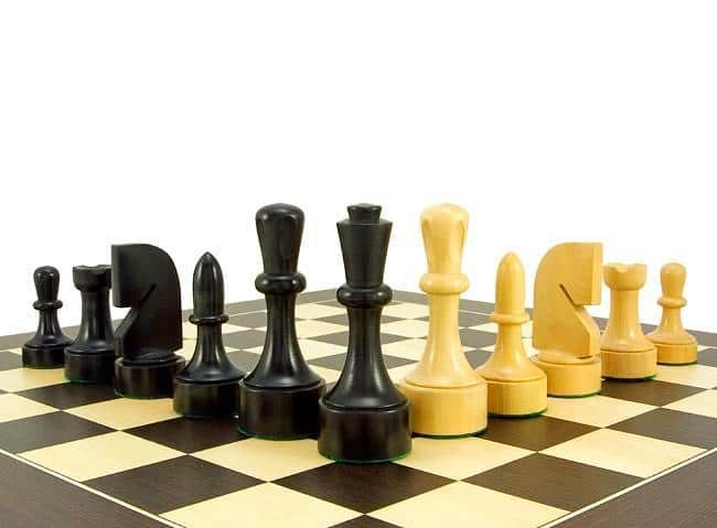 contemporain4 Ensemble "Contemporain" Echiquier en Bois d'Erable et Wenge & Jeu d'Echecs en Buis Ebonisé