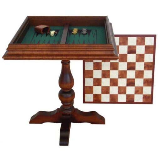 Table "Deux en Un" Echiquier, Jeu d'Echecs et de Backgammon en Racine de Bruyère