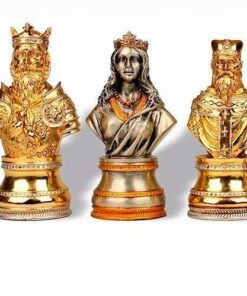 Jeu d'Echecs en Etain Plaqué Or et Argent