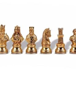 Jeu d'Echecs en Etain Plaqué Or et Argent